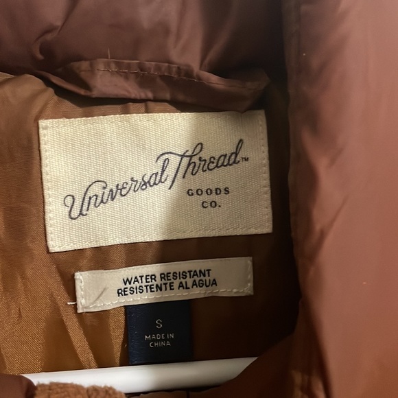 Leather tan puffer jacket size s - Picture 2 of 3